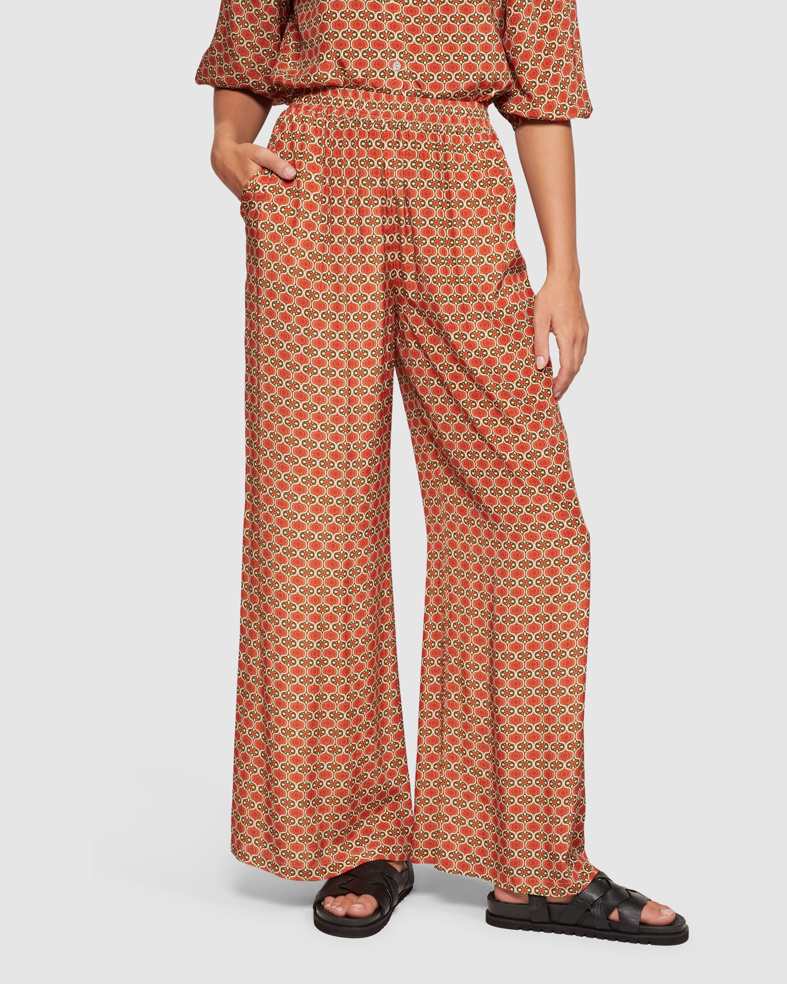 CHANTEL GEO PRINT WIDE LEG PANTS