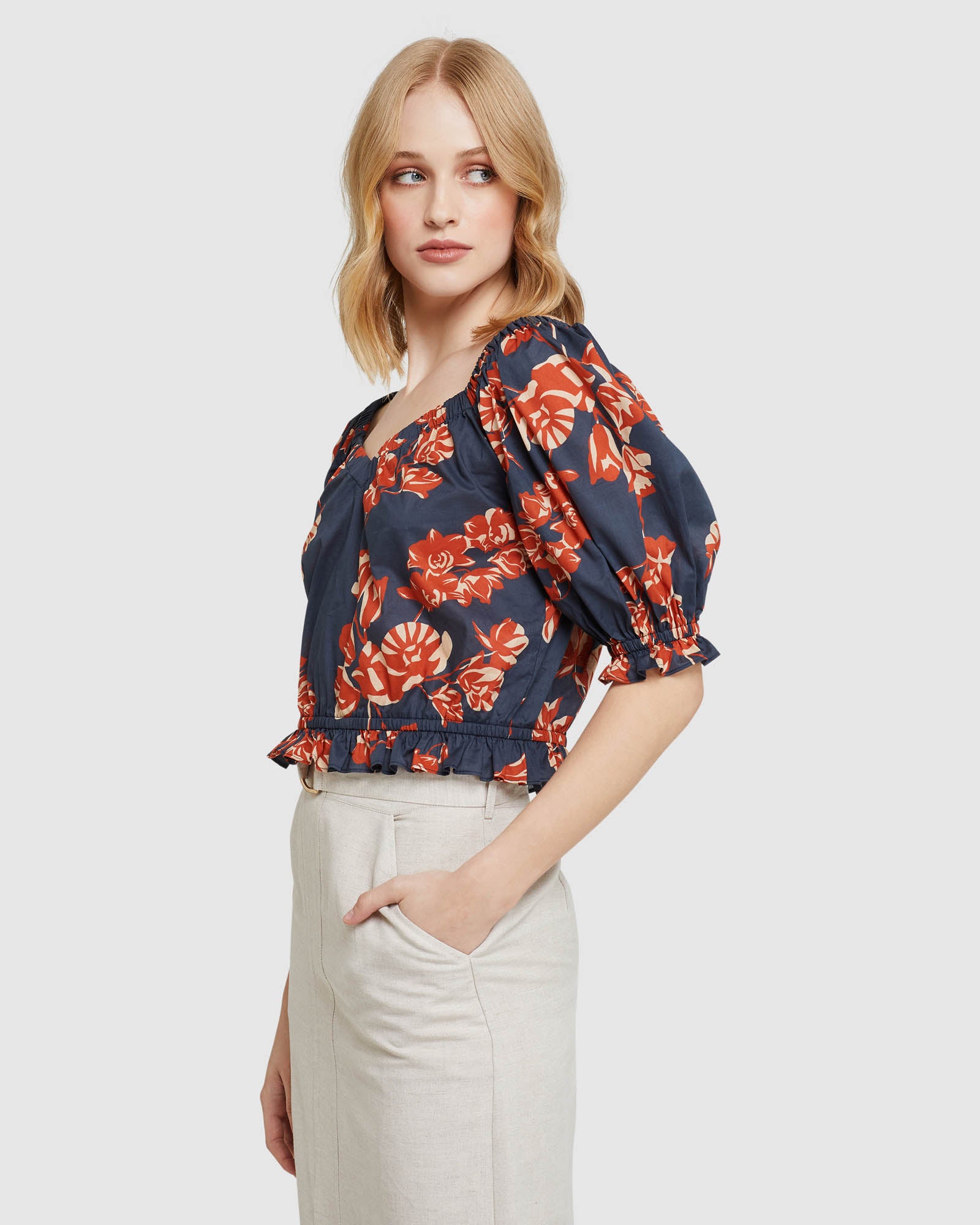 BILLY TROPICAL PRINT COTTON TOP