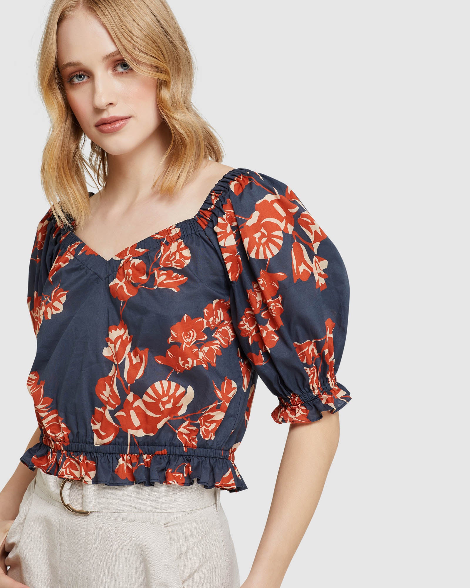 BILLY TROPICAL PRINT COTTON TOP