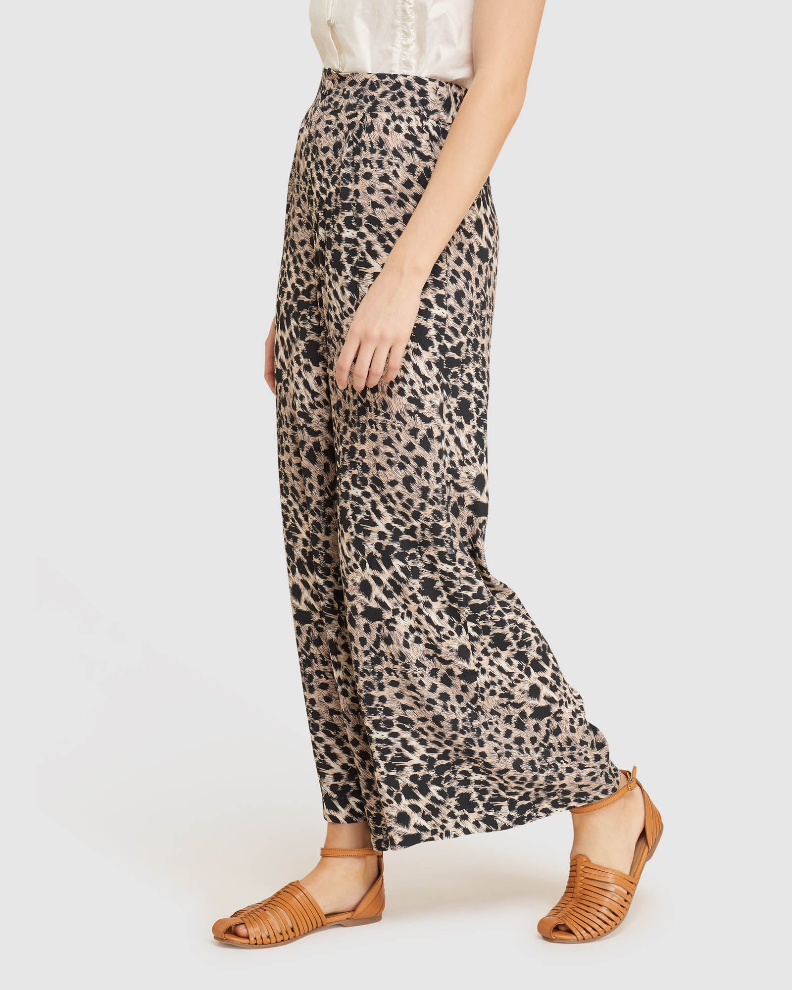 KITTY WIDE LEG ANIMAL PRINT PANTS