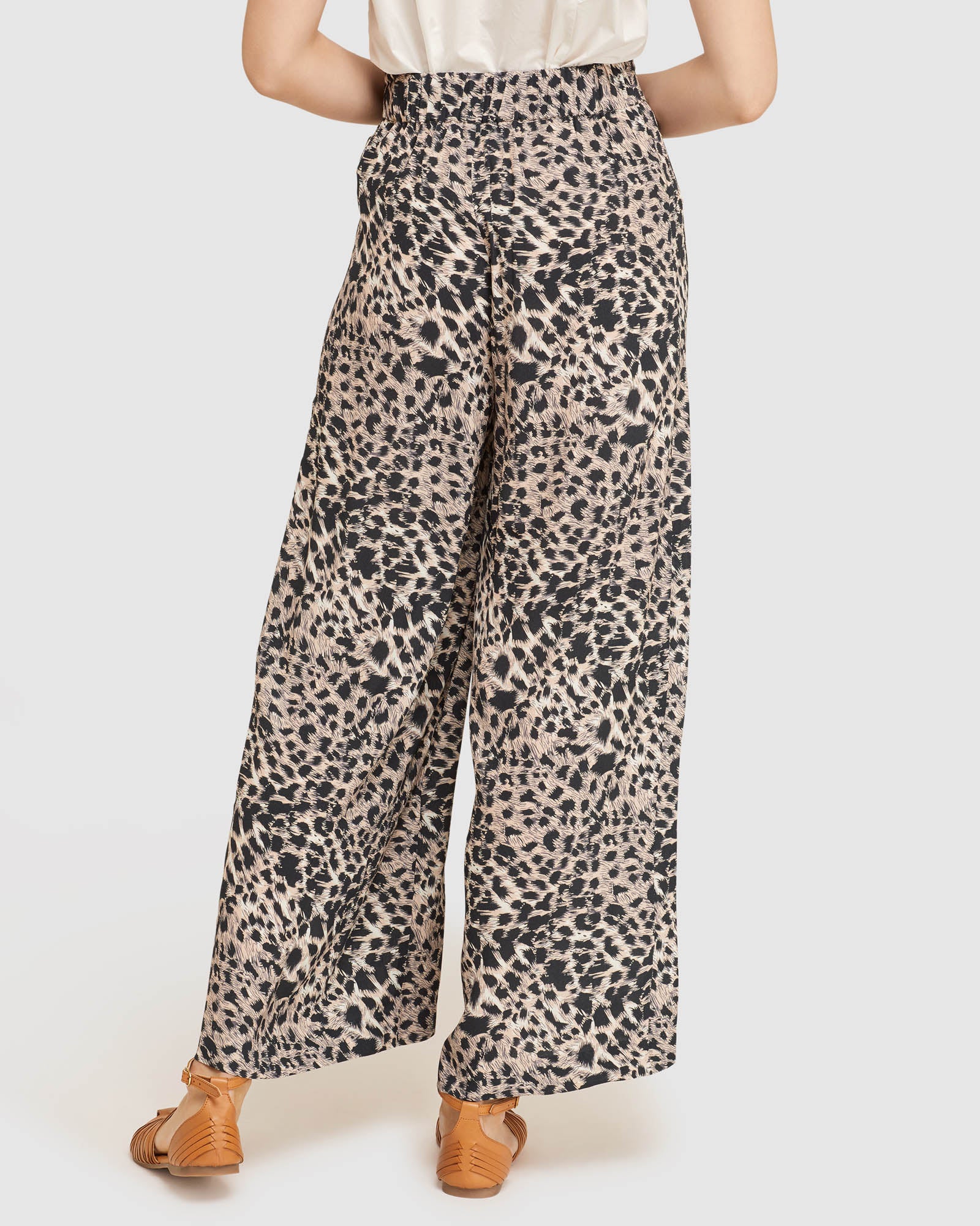 KITTY WIDE LEG ANIMAL PRINT PANTS