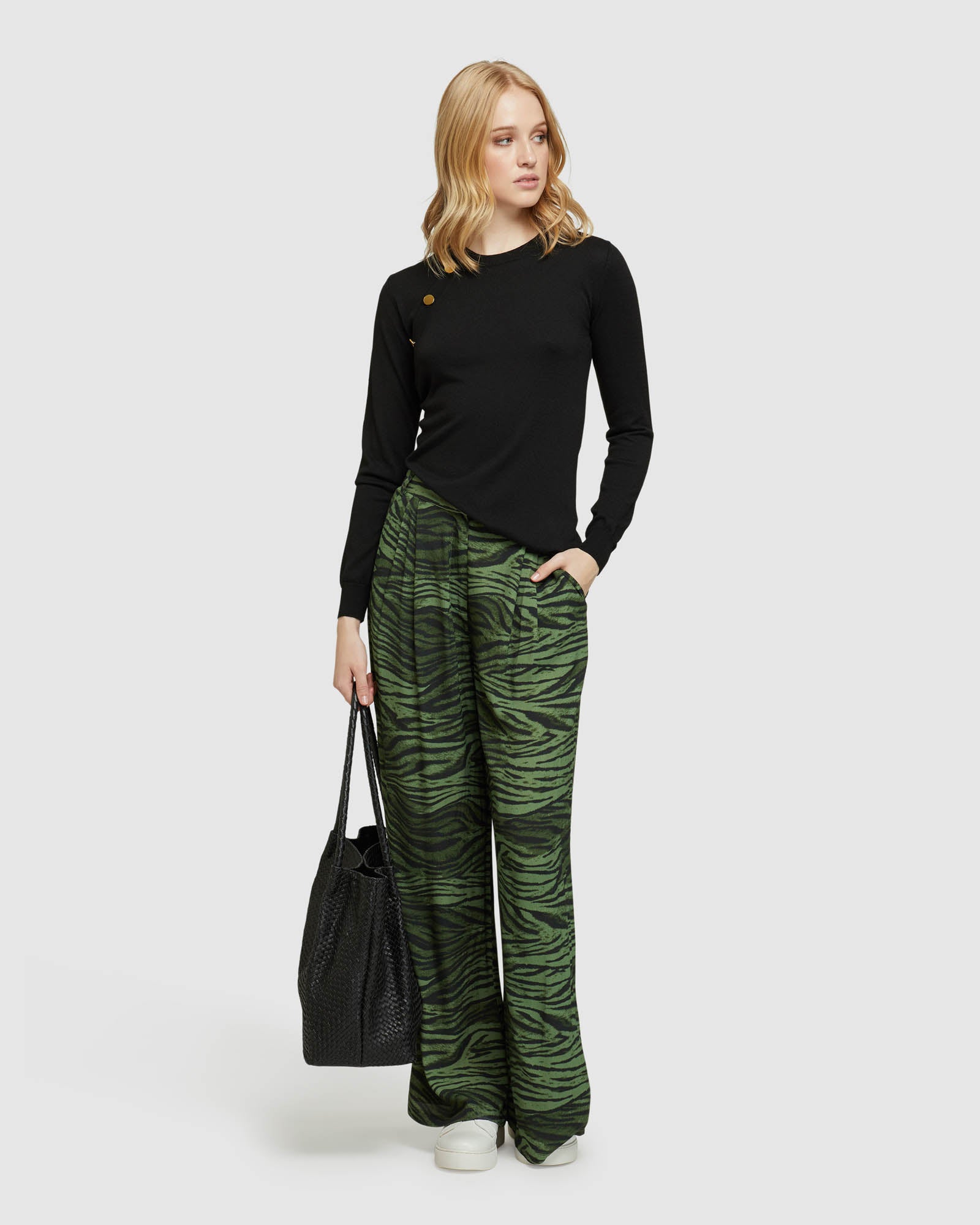 CHANTAL ANIMAL PRINT WIDE LEG PANTS