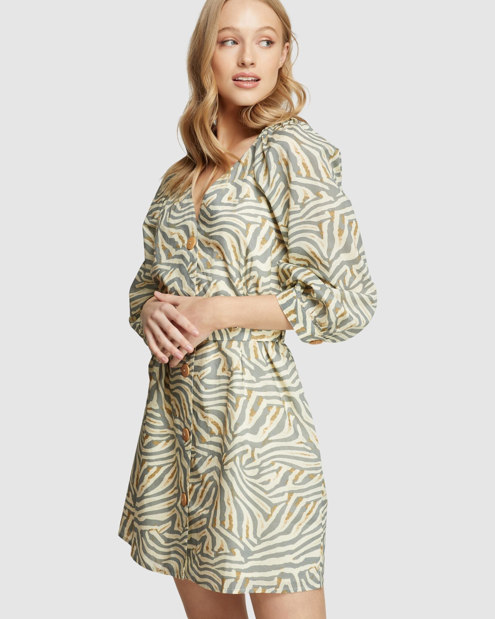 PEONY GREY ANIMAL PRINT DRESS