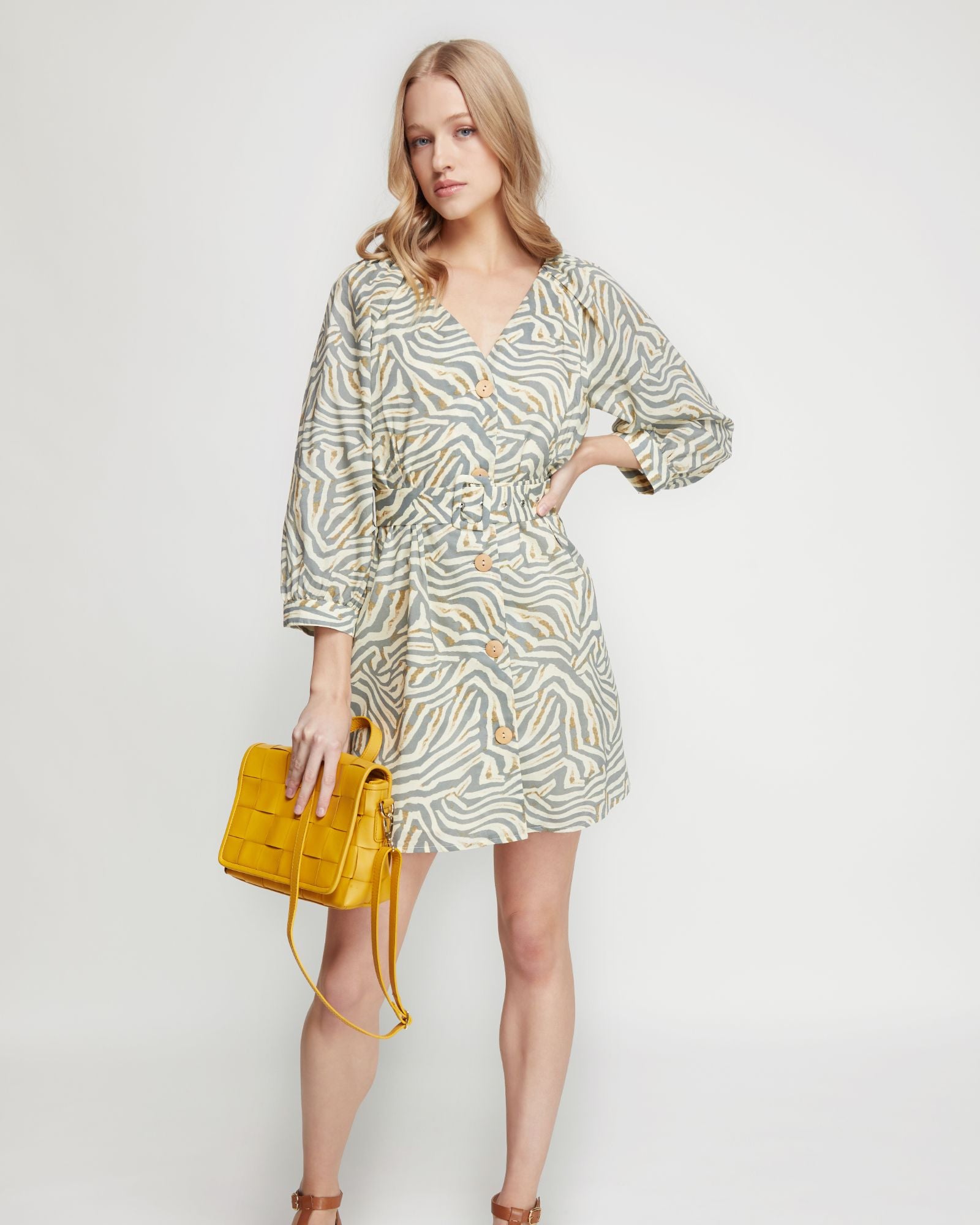 PEONY GREY ANIMAL PRINT DRESS