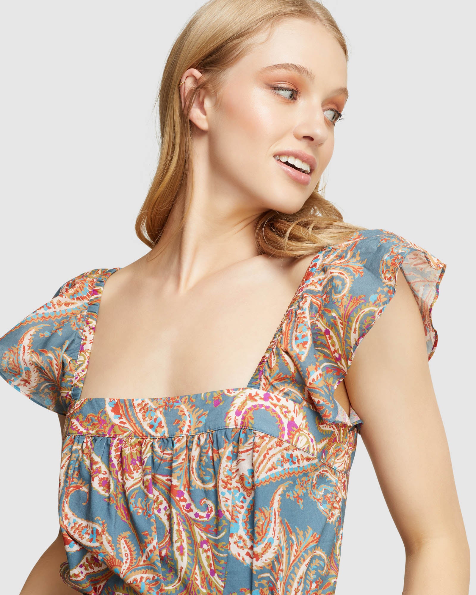 LUCIELLE COTTON PAISLEY PRINT TOP