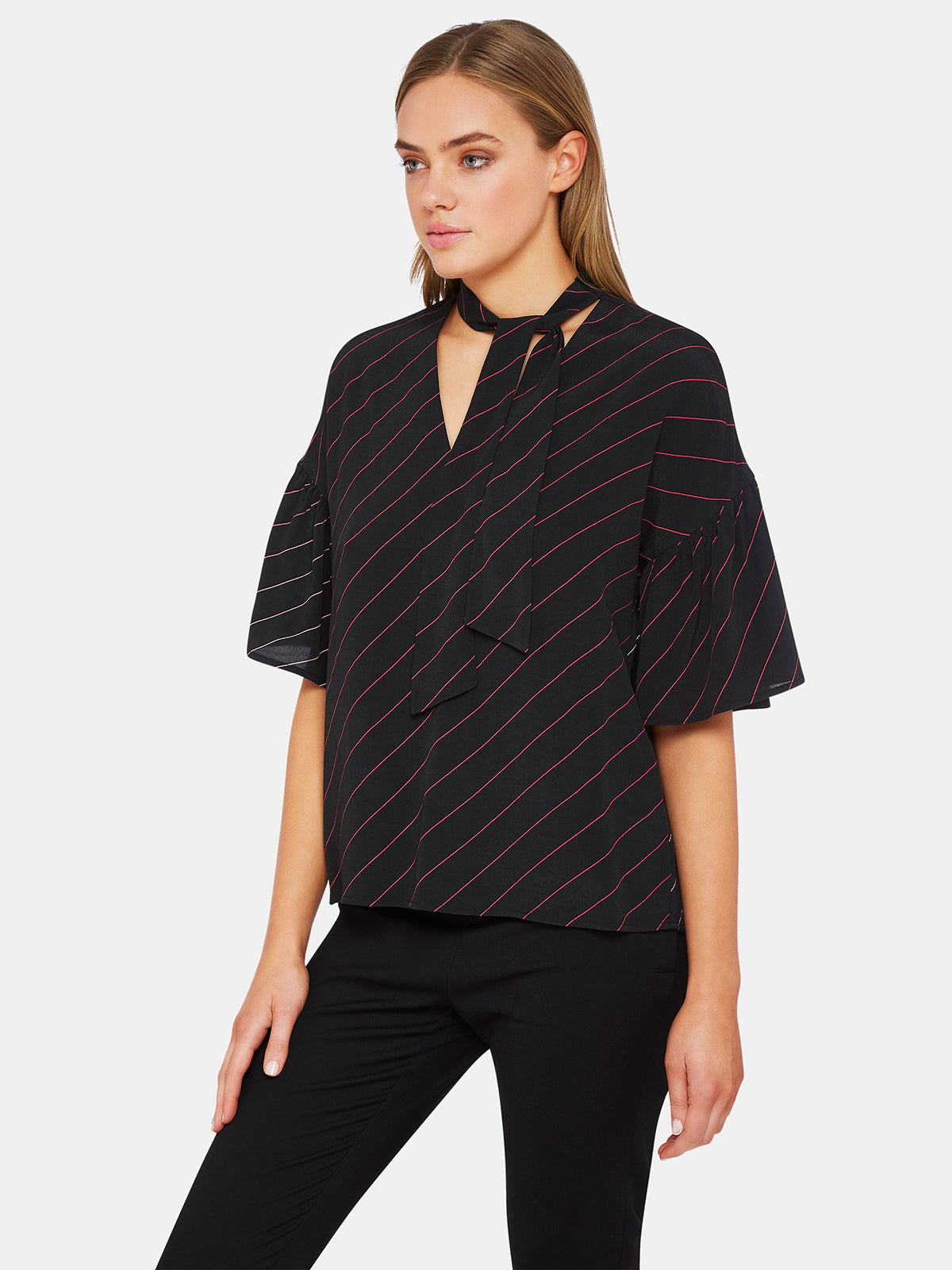 PERSIA SHORT SLEEVE STRIPED BLOUSEX