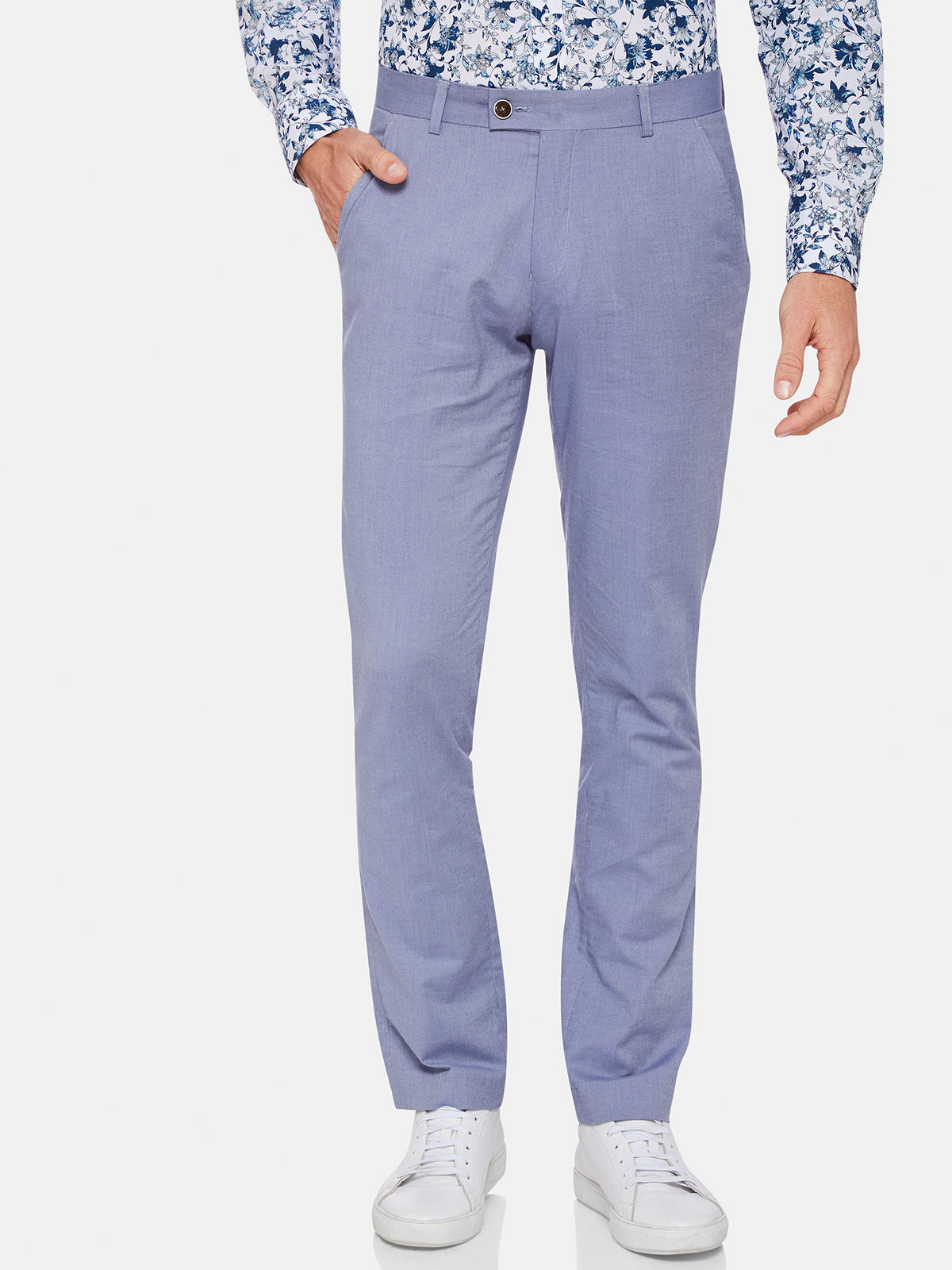 COTTON SLIM LEG TROUSERS