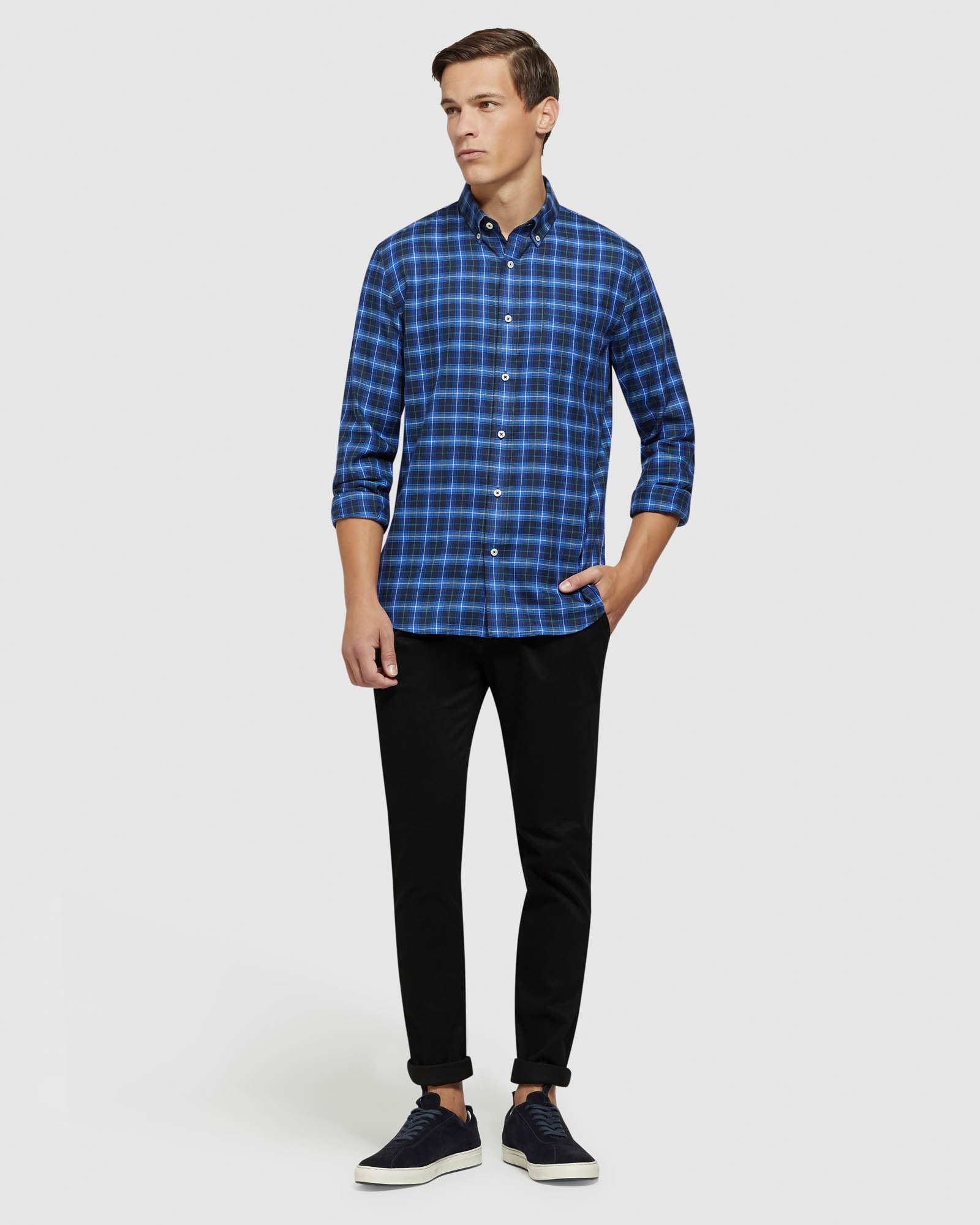 PORTLAND CTTN/LINEN CHECK REGULAR SHIRT