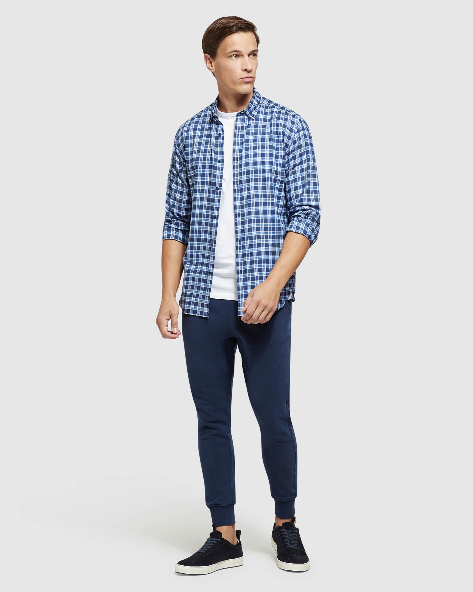 STRATTON COTTON LINEN CHECK SHIRT