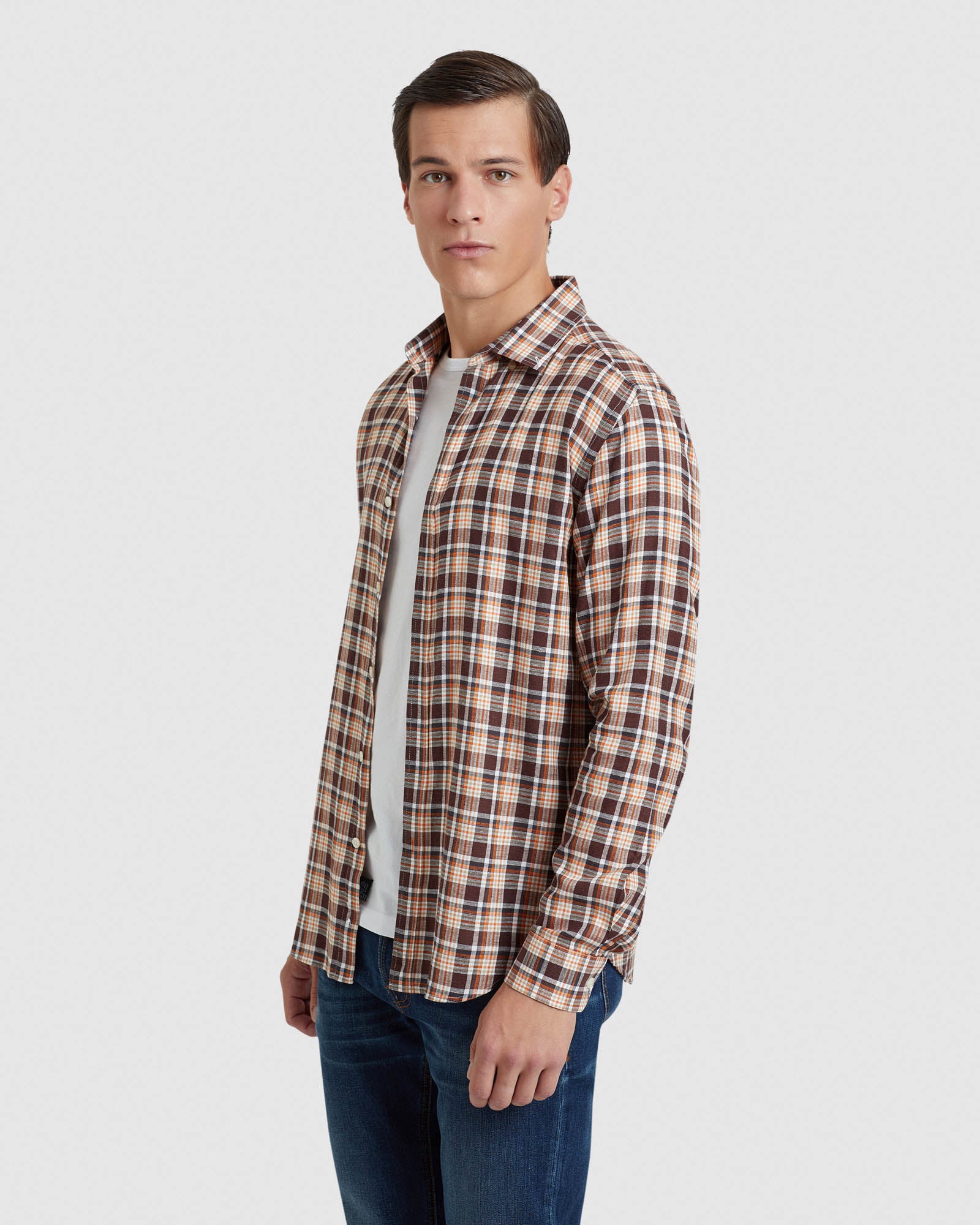 STRATTON COTTON LINEN CHECK SHIRT