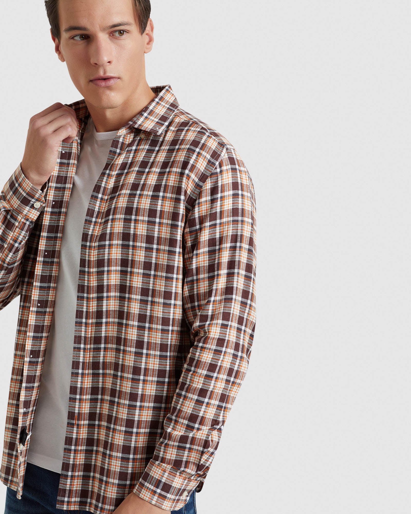 STRATTON COTTON LINEN CHECK SHIRT