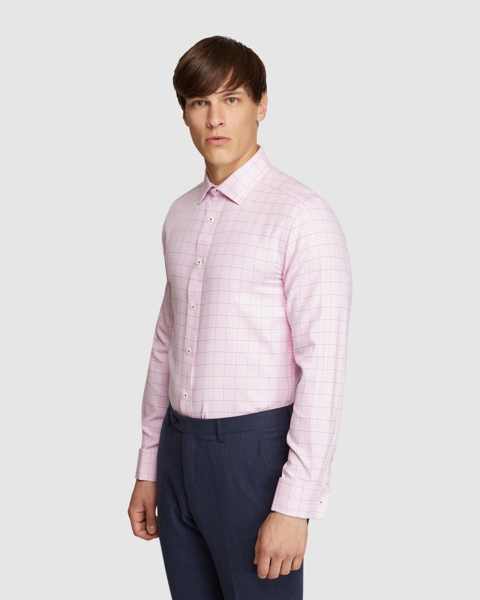 BECKTON FRENCH CUFF DOBBY CHECKED SHIRT