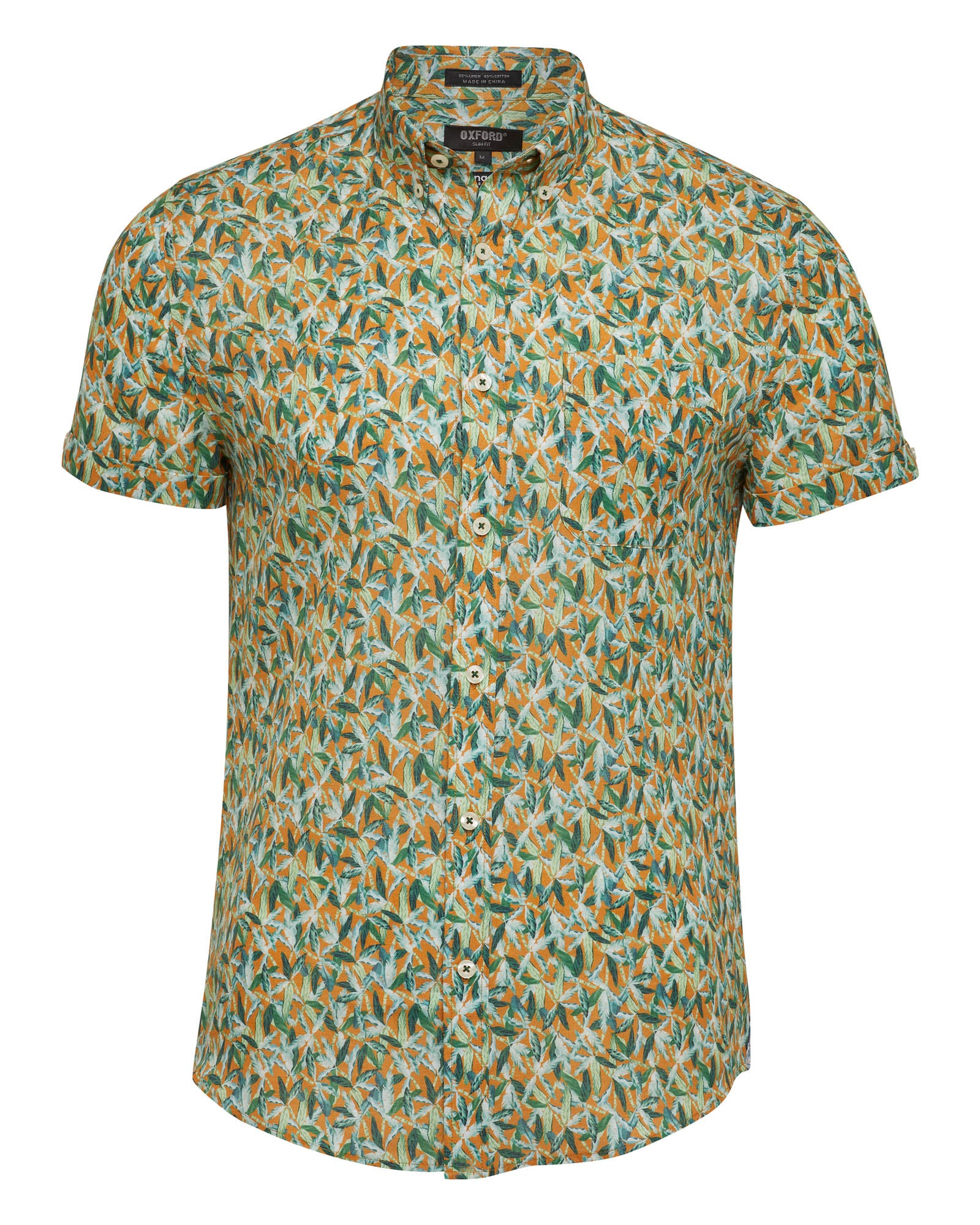 TOTTENHAM LINEN COTTON PRINT SHORT SLEEVE SHIRT