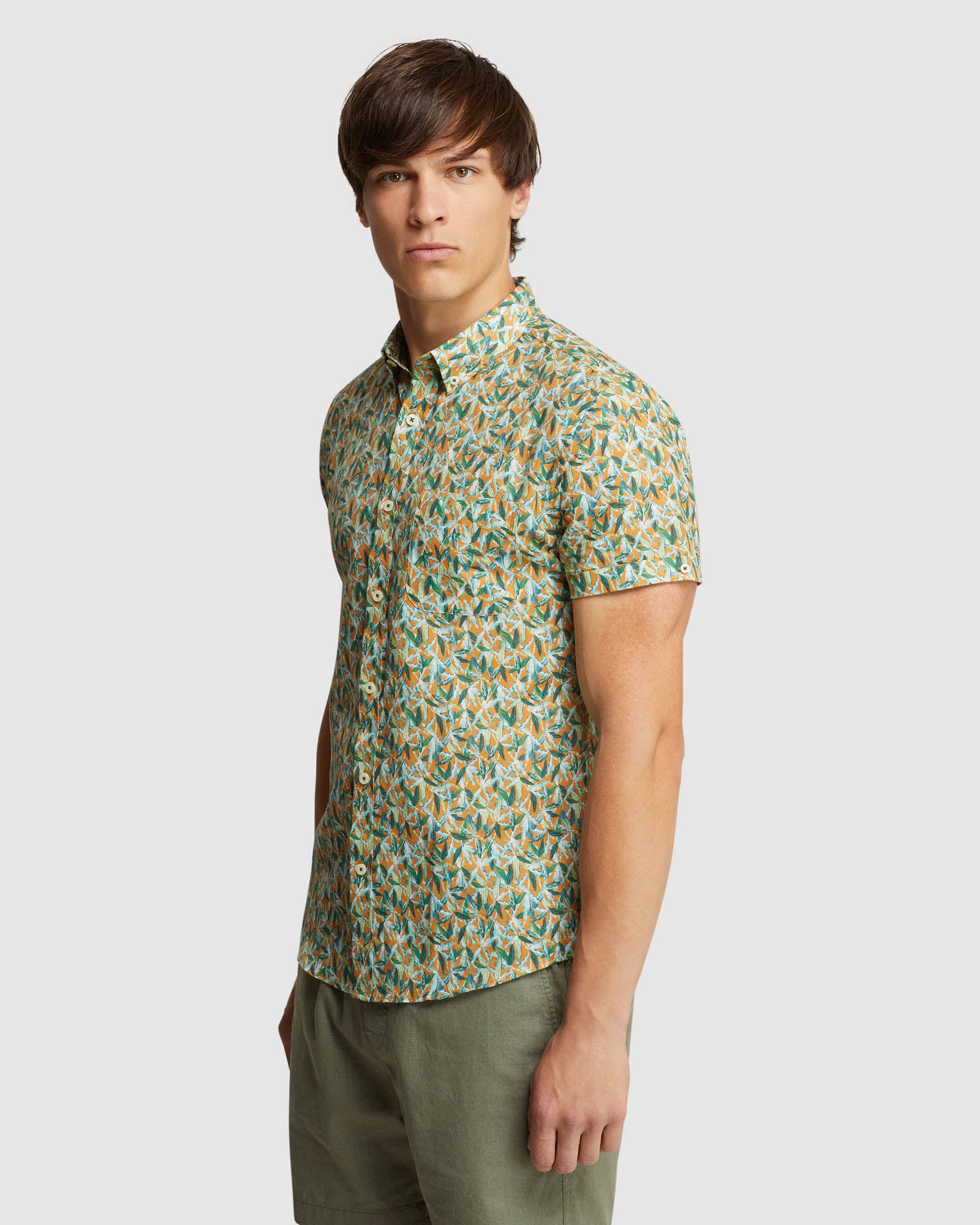 TOTTENHAM LINEN COTTON PRINT SHORT SLEEVE SHIRT