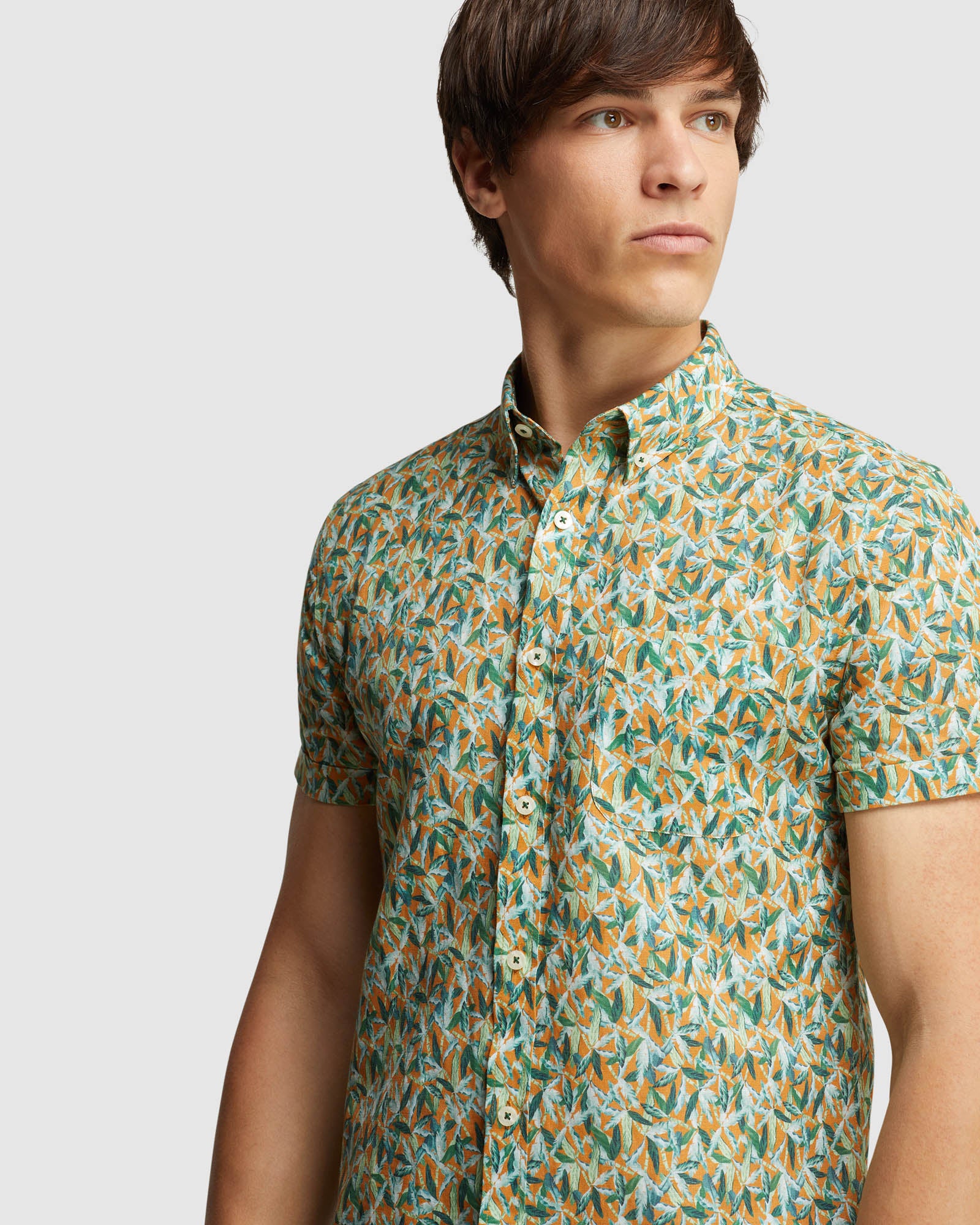 TOTTENHAM LINEN COTTON PRINT SHORT SLEEVE SHIRT