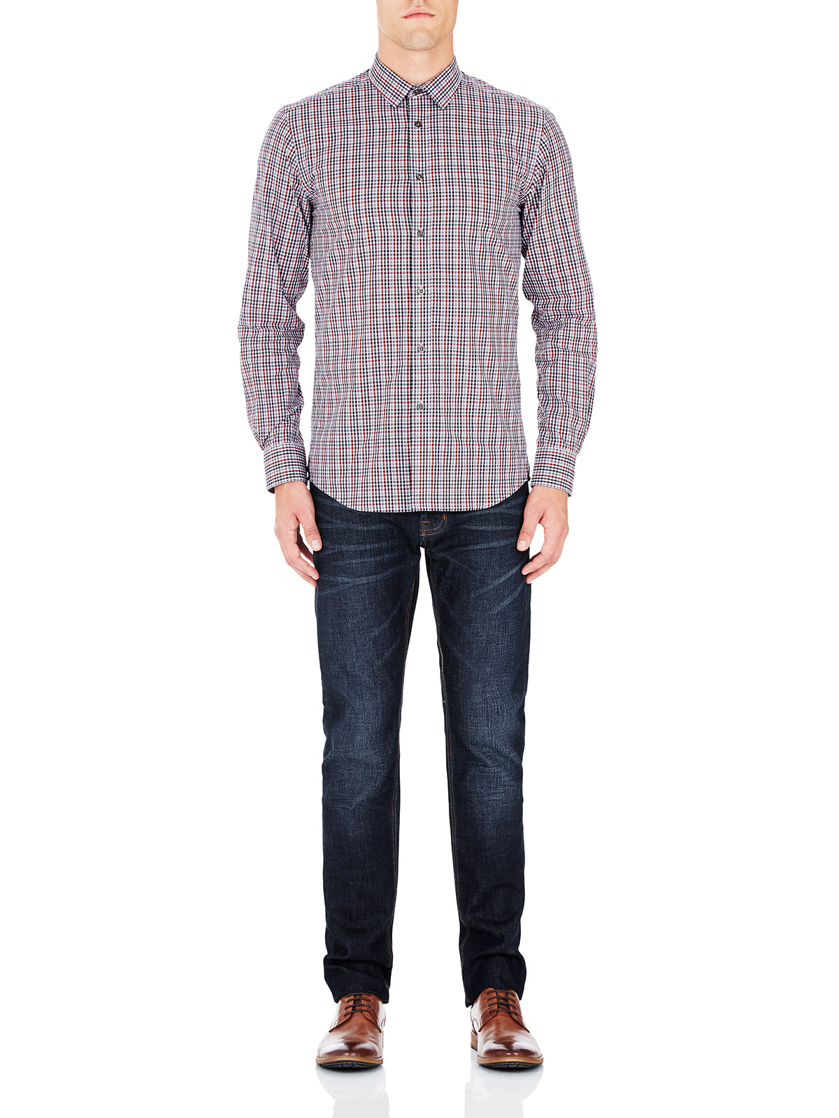 KENTON CHECKED SHIRT NAVY/