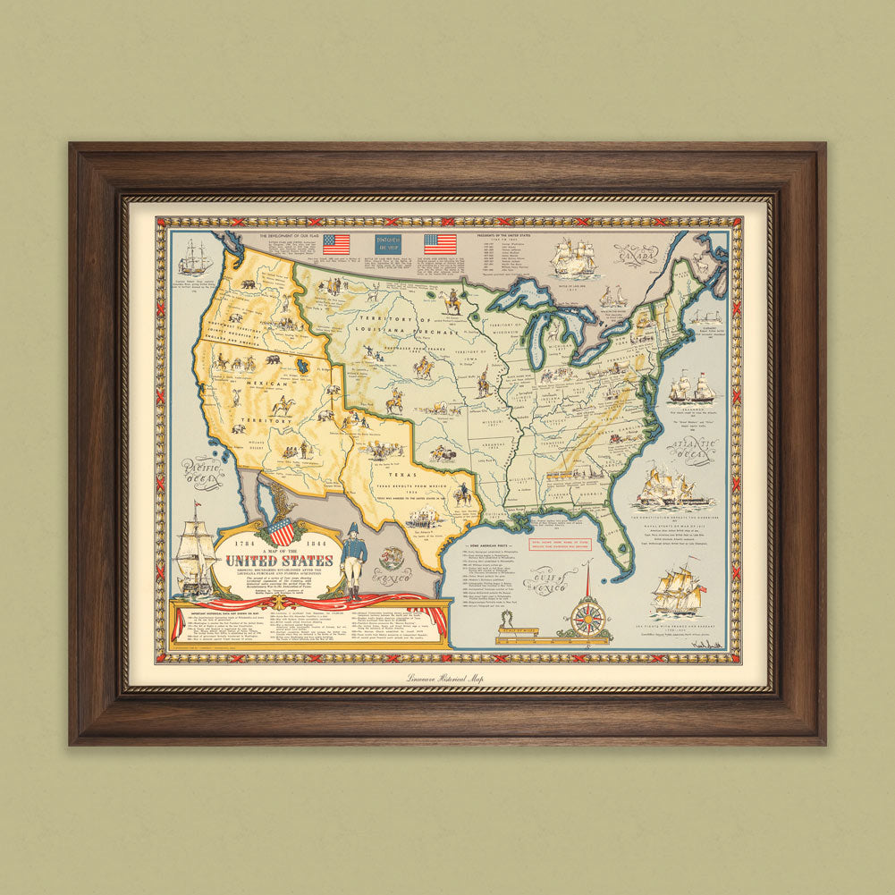 Historical Map Of The United States After The Louisiana Purchase   16x20 Framed Map Of America L Purchase Liberty Maniacs 