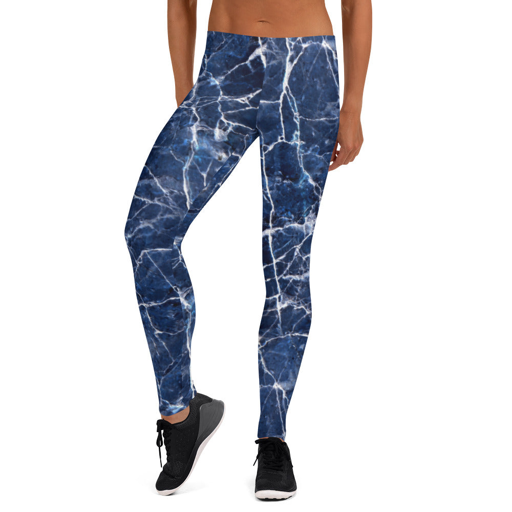 Blue Marble Pattern Leggings - Liberty Maniacs