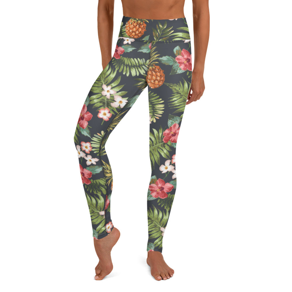 Jiva M Flex Isla Tropical Floral Yoga Leggings Made In USA NR NU