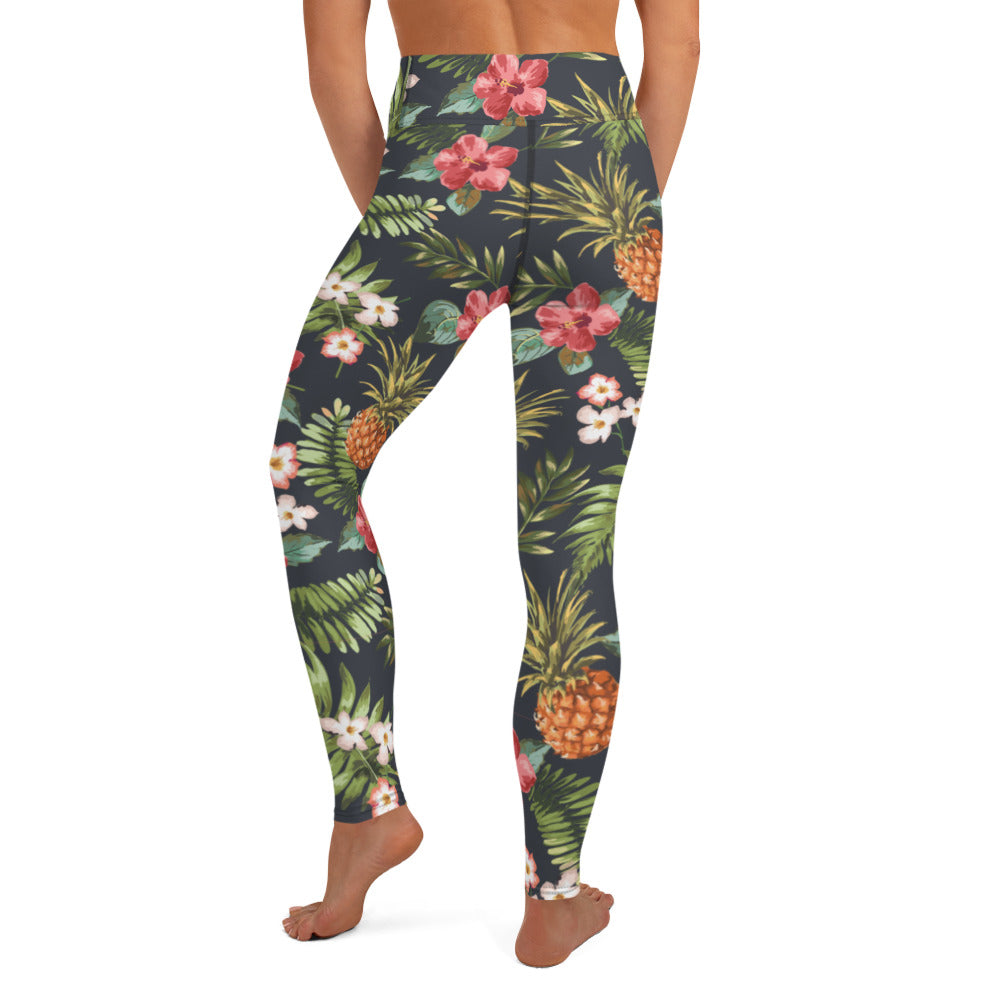 Organic Fruit Flower Print Yoga Pants