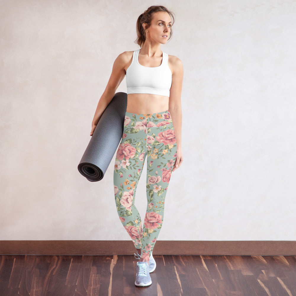 KYODAN WOMEN LEGGINGS Tropical Flower Yoga Running Pants XS