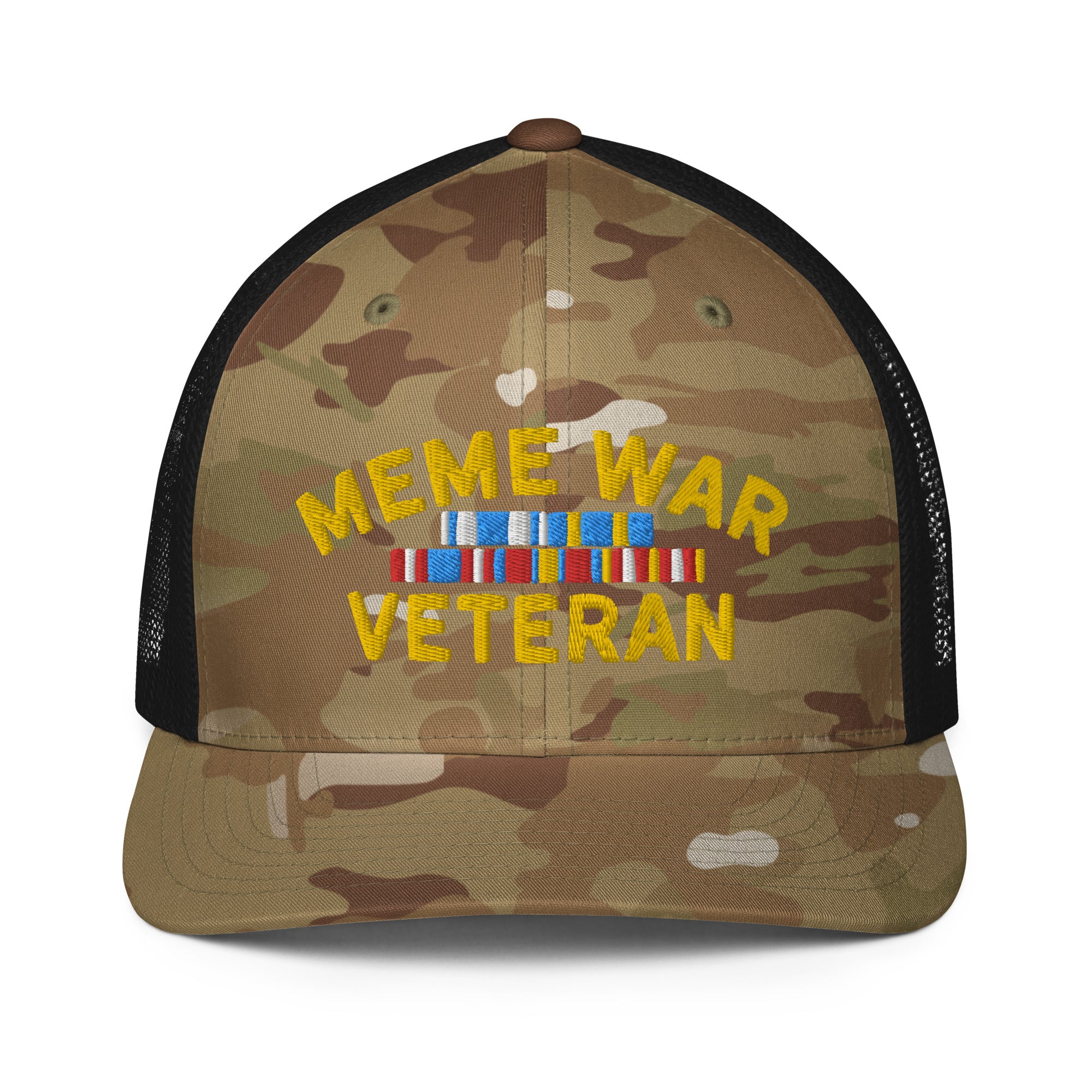 Meme War Veteran Closed-back Multicam Trucker Cap