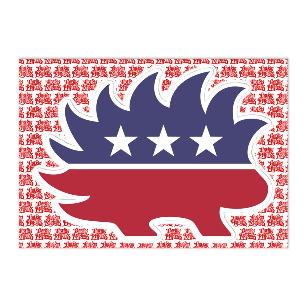 Jumbo Porcupine Libertarian Mascot Sticker - Liberty Maniacs