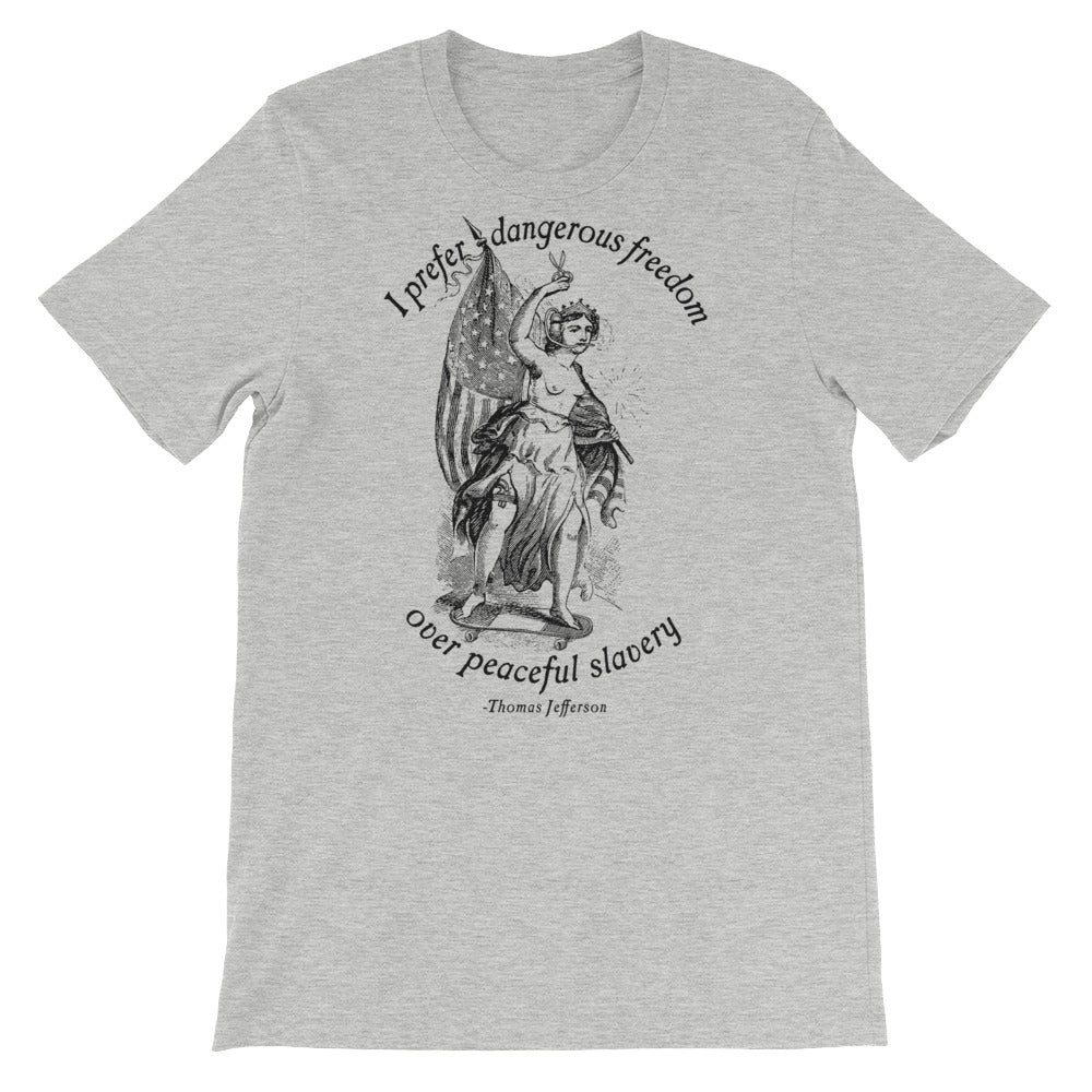  Dangerous Freedom Over Peaceful Slavery Quote in  Original Latin with Thomas Jefferson Signature - Ladies' Tee, Ladies' Tees,  FF07-ladies