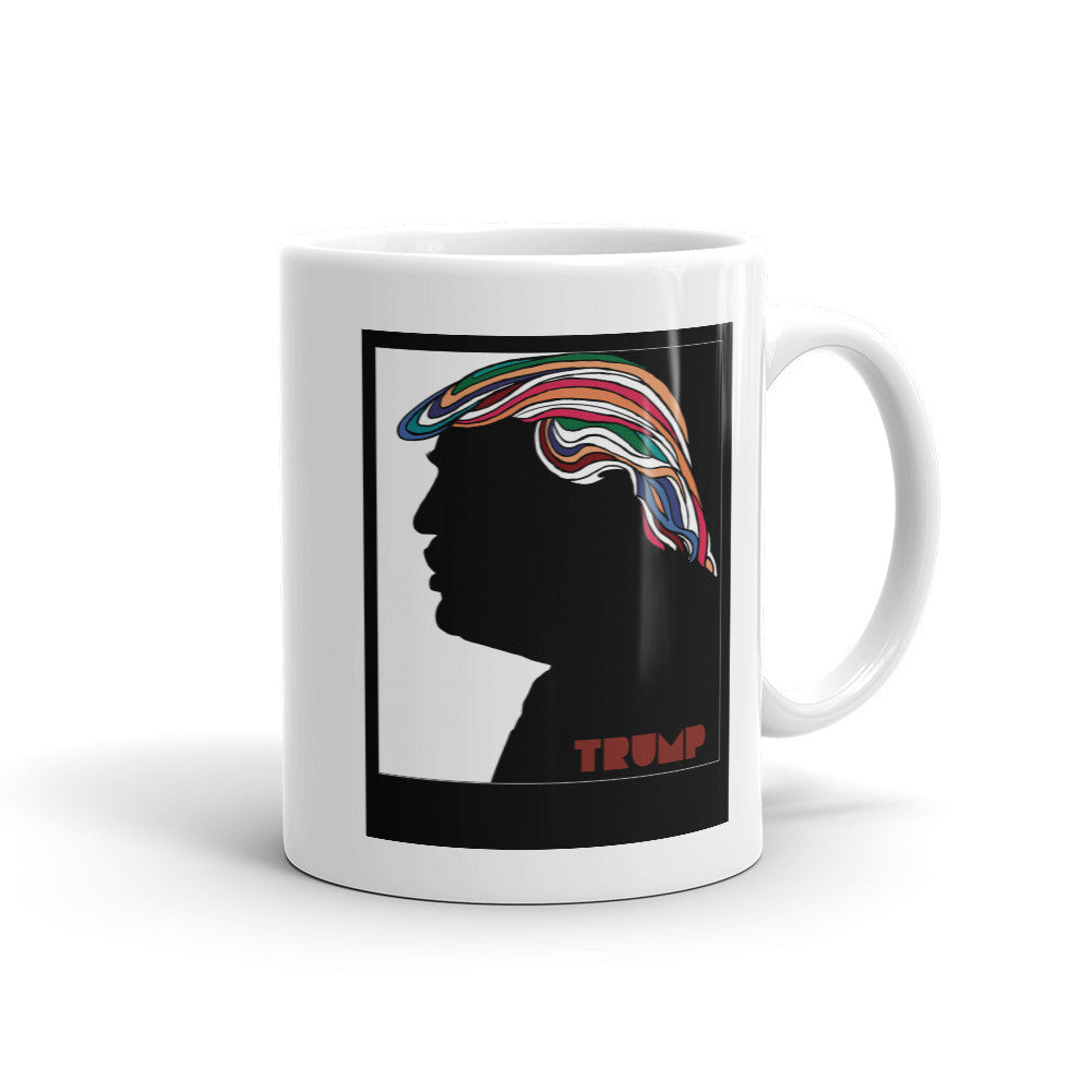 Donald Trump Psychedelic Hair Milton Glaser Parody Mug