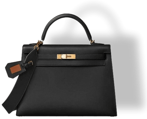 Hermes [28] Black Swift/Barenia Bag SHOULDER STRAP CLOCHETTE 105 2