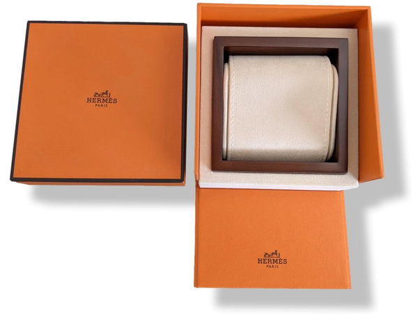 Hermes Wooden Watch Box with Outer Box & Ribbon