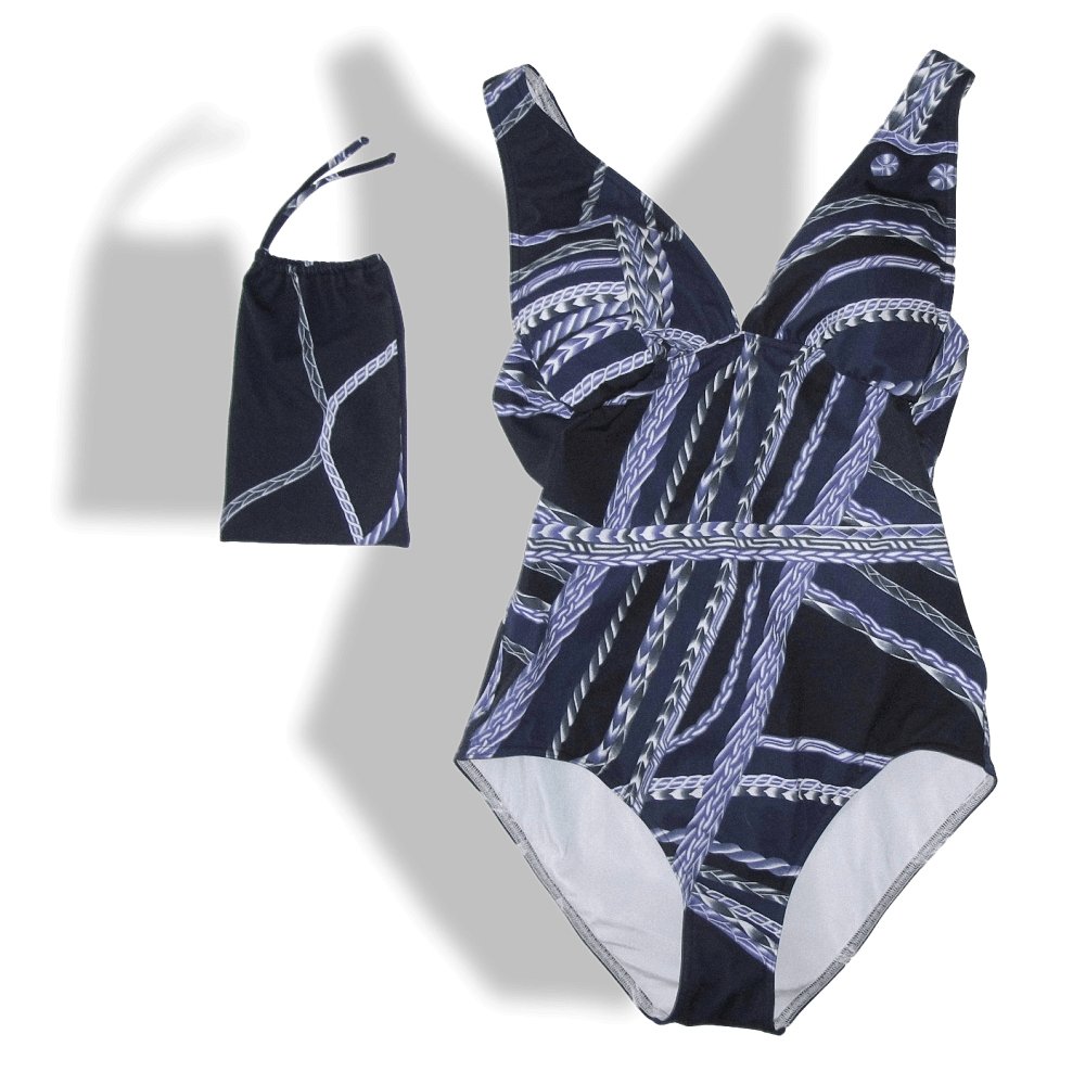 Hermes Blue Robe du Soir Maio Swimsuit 1pc Sz42 Rare! | poupishop
