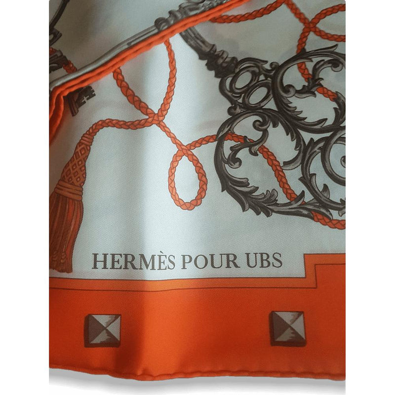 Hermes for UBS Orange Les Cles Exclusive Limited Twill scarf NIB RARE ...