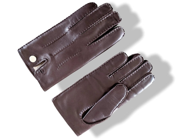 Hermes [GL08] Men's Ebene Deer/Cashmere Cerf GANTS HOMME CLOUS DE SELLE  Gloves BNWTIB!