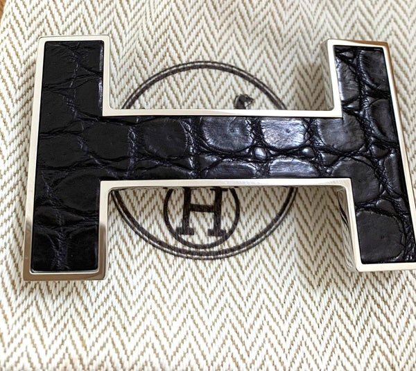 Hermes Gold/Black Togo and Box Leather H D'Ancre Reversible Belt 95CM Hermes