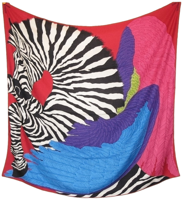 Hermes Cashmere Scarf Shawl 140cm GM Zebra Pegasus by Alice Shirley