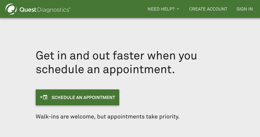 quest diagnostics appointments make appointment
