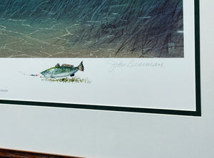 John Dearman "Trout Slick" Lithograph W Rare Double Remarque's - Brand New Custom Sporting Frame