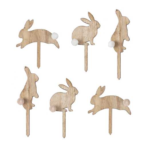 bescherming elegant erwt Houten konijnen cupcake toppers met pompon - 6 stuks – STUDIO VIERTIEN