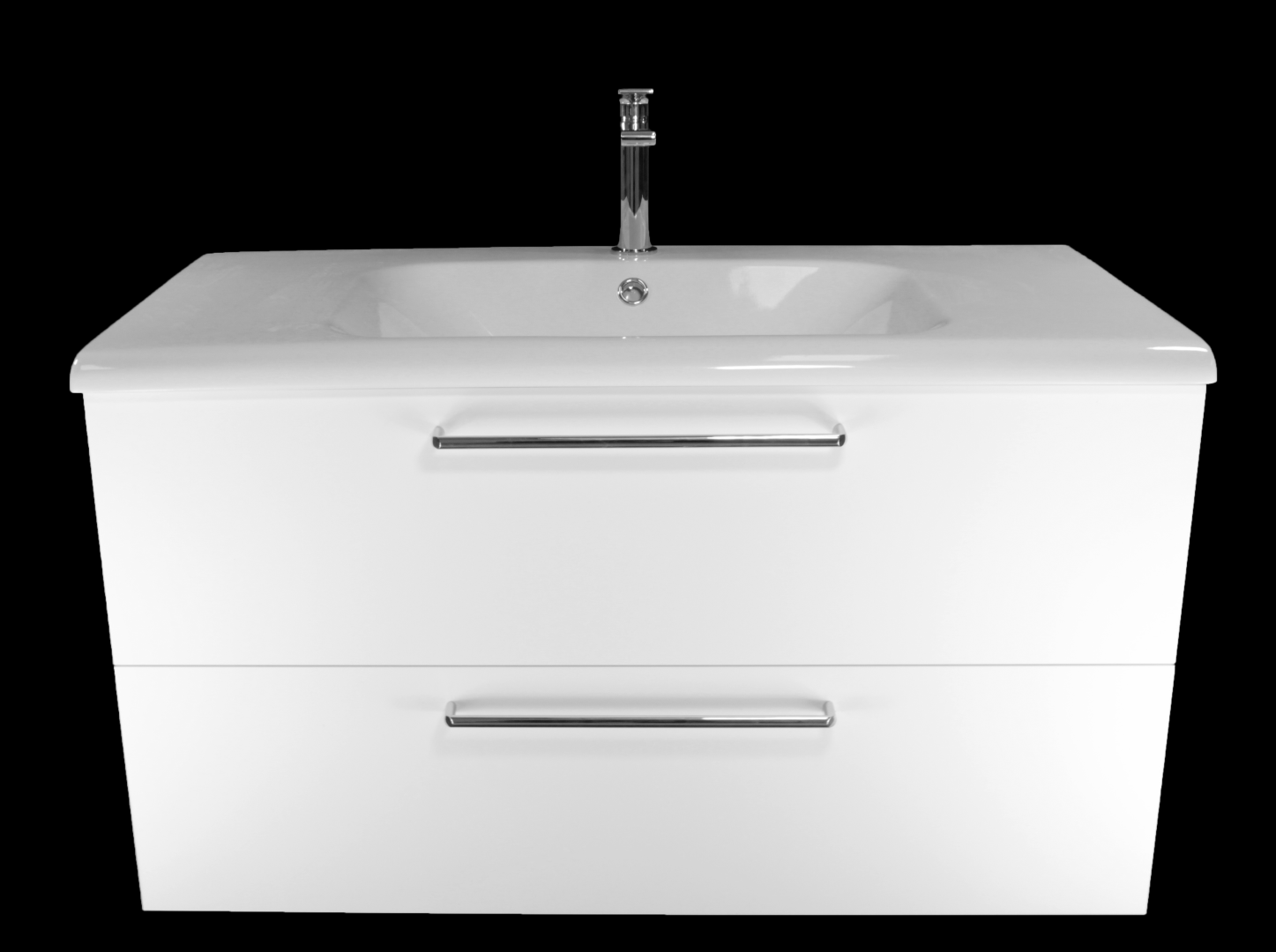 Lavabo A Consolle In Ceramica.Base Portalavabo 90cm Sospesa Bianco Opaco A Due Cassetti Home Con Con Materialcasa