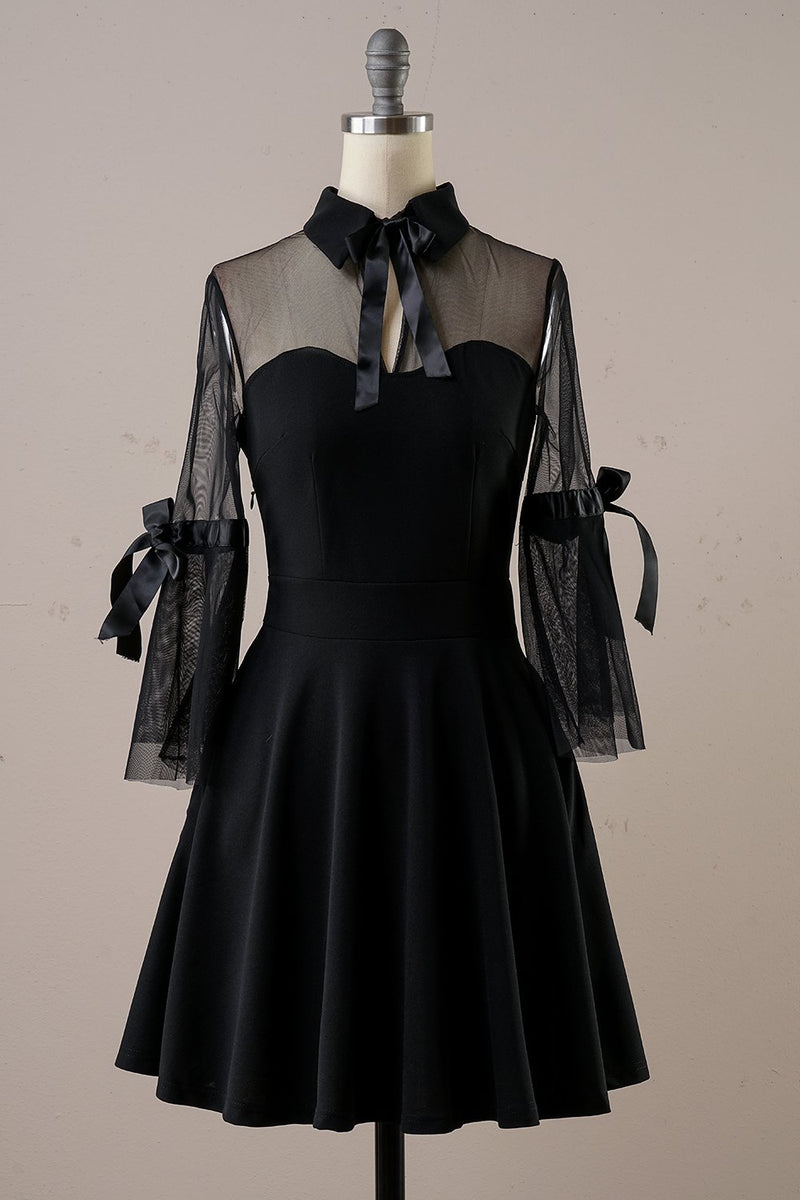 ZAPAKA Women's Vintage Dress AU Black A-line Long Sleeves 1950s Fall ...