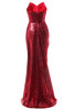Load image into Gallery viewer, Red Mermaid Sequin Prom Dress