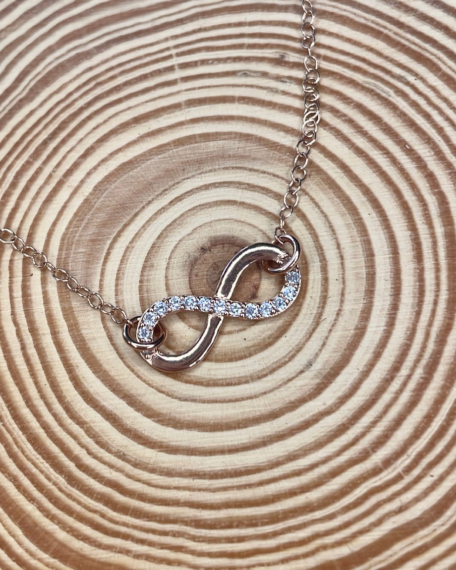 9ct Rose Gold Diamond Infinity Pendant