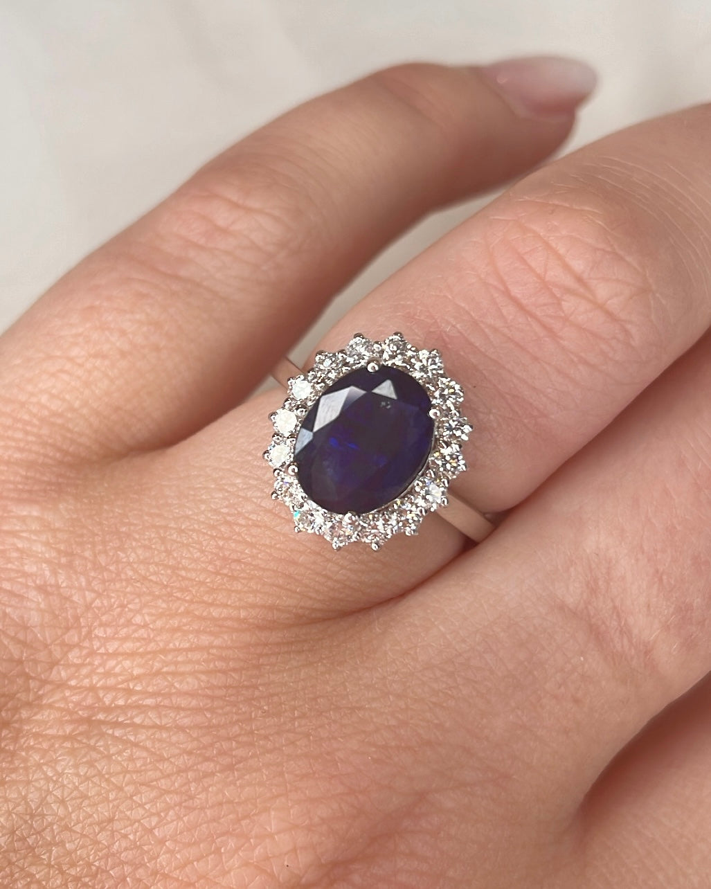 14k Diamond & Sapphire Rosecliff Stackable Ring (September)