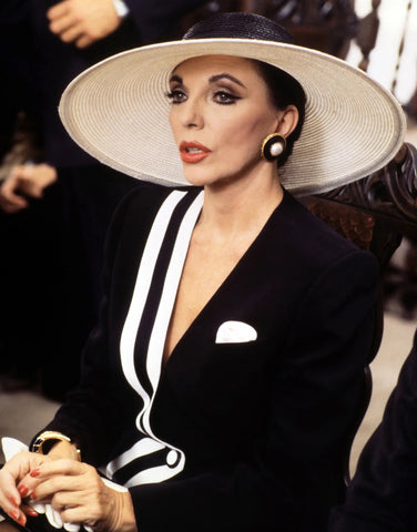 Dynasty, 1980s, TV show, fashion, pop culture, jewellery, power dressing, wealth, opulence, Joan Collins, Alexis Carrington, signature look, Linda Evans, Krystle Carrington, Diahann Carroll, Dominique Deveraux, jewellery designers, Kenneth Jay Lane, Jean Schlumberger, Angela Cummings, David Webb, iconic pieces, lasting influence. dynasty jewellery