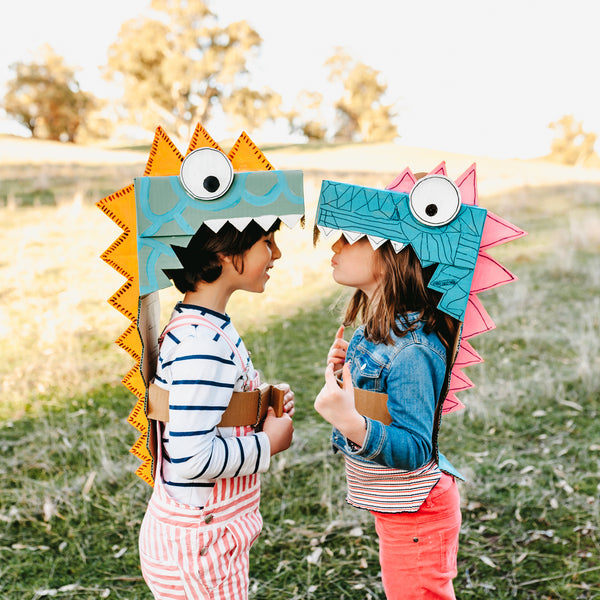 dinosaur dress up costumes made from cardboard boxes