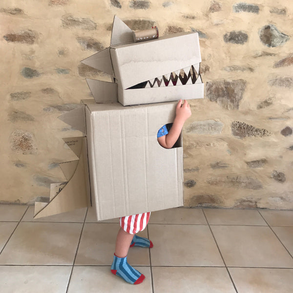 cardboard box dinosaur dress up costume