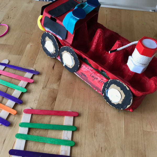 fire engine made from egg cartons kids craft