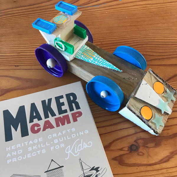 up-cycled junk toy car project inspired by the book Maker camp