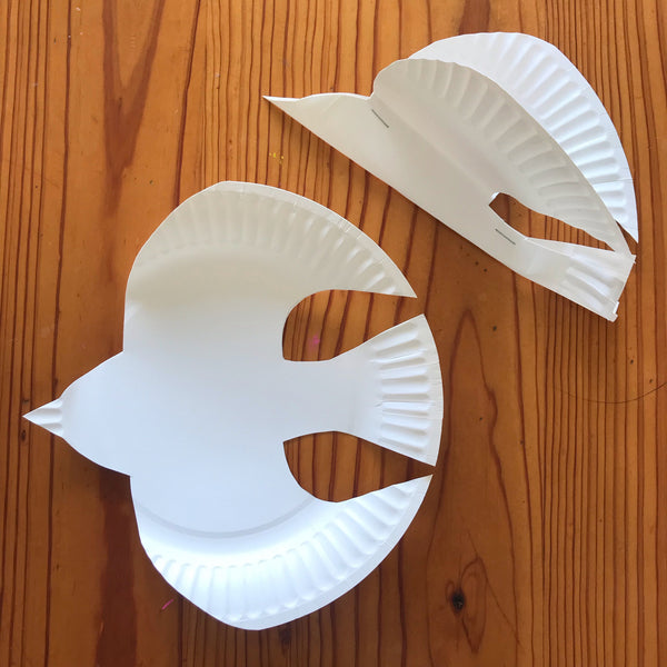 bird shape made out of a paper plate